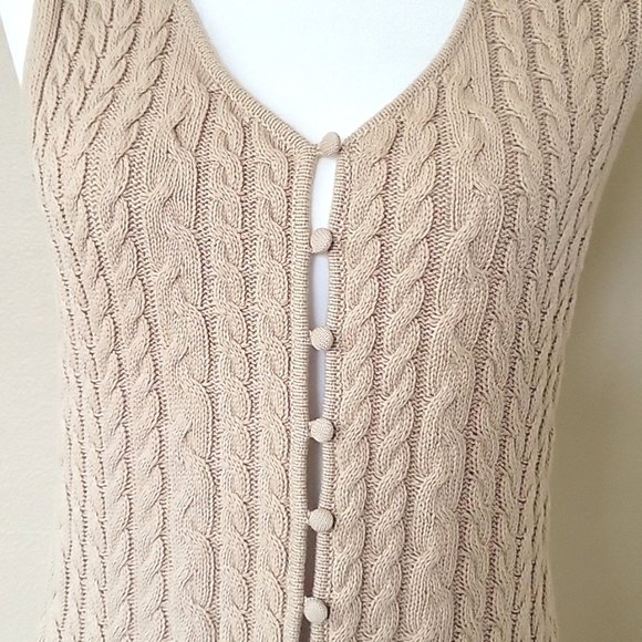 Industry Beige Cable Knit Cotton Button Vest - Size Medium - Picture 5 of 6